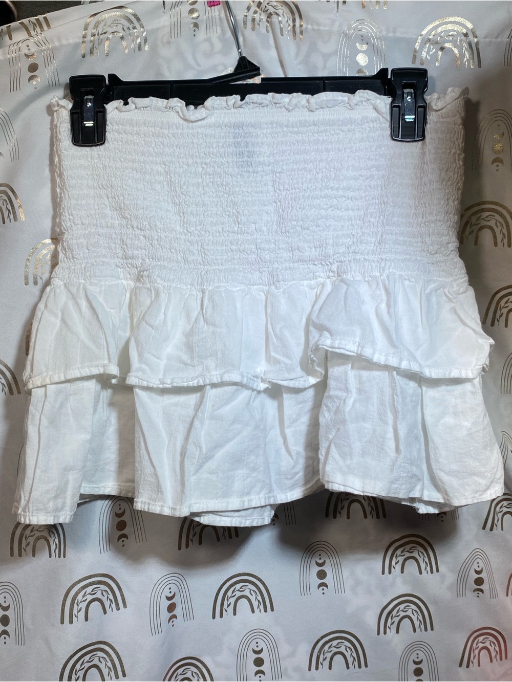 H&M White Textured Smocked Skirt